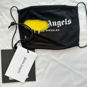 Palm Angels Black Face Mask with Yellow Accent